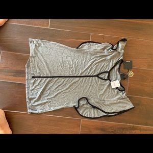 Gray flutter sleeve top